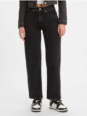 Levi's 94 Baggy Jeans Women 28 Faded Black Denim Mid Rise Straight Leg